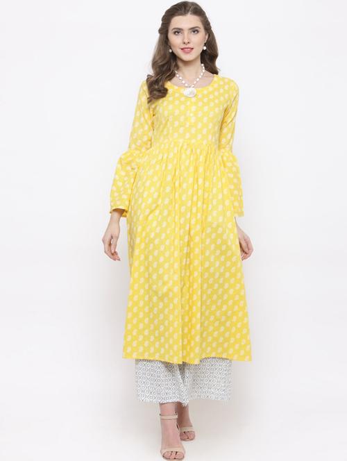 women boat neck printed kurta palazzo set - 19670300 - Very Small Image - 1