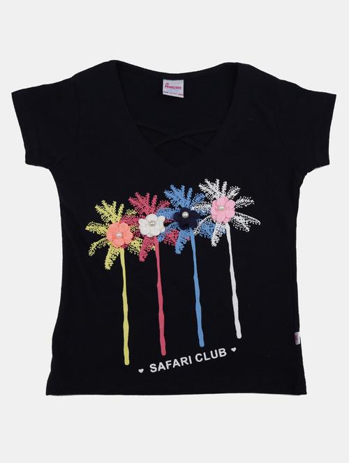 girls round neck front print embellished t-shirt - 19670521 - Very Small Image - 1