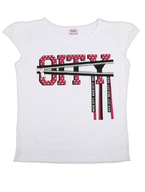 girls round neck front print t-shirt - 19670536 - Very Small Image - 1