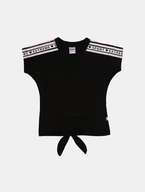 girls round neck front print t-shirt - 19670577 - Very Small Image - 1