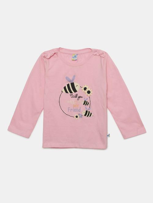 girls round neck front print t-shirt - 19670661 - Very Small Image - 1