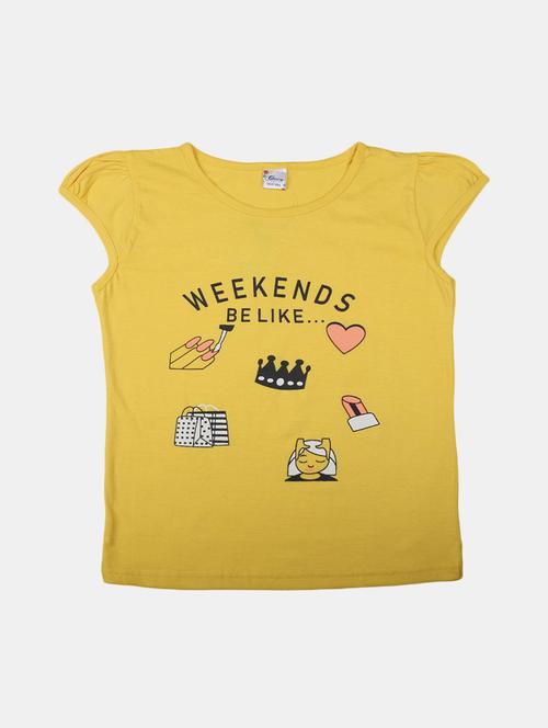 girls round neck front print t-shirt - 19670700 - Very Small Image - 1