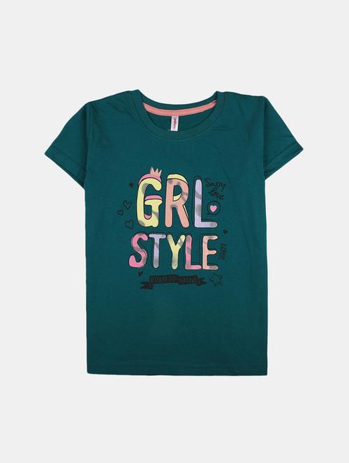 girls round neck front print t-shirt - 19670723 - Very Small Image - 1