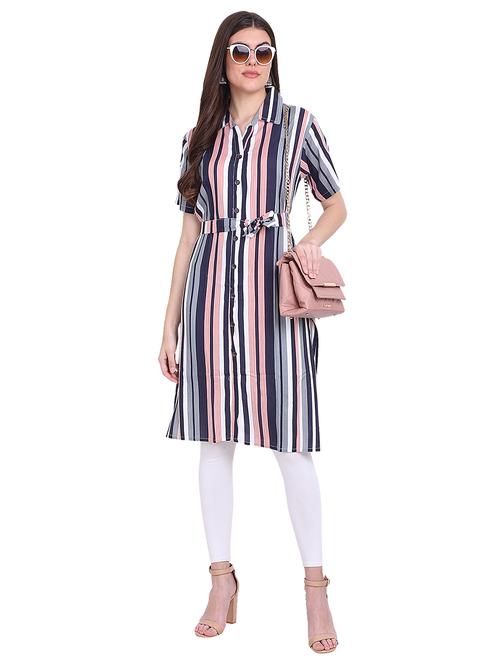 shirt collar striped button up dress - 19670872 - Very Small Image - 1