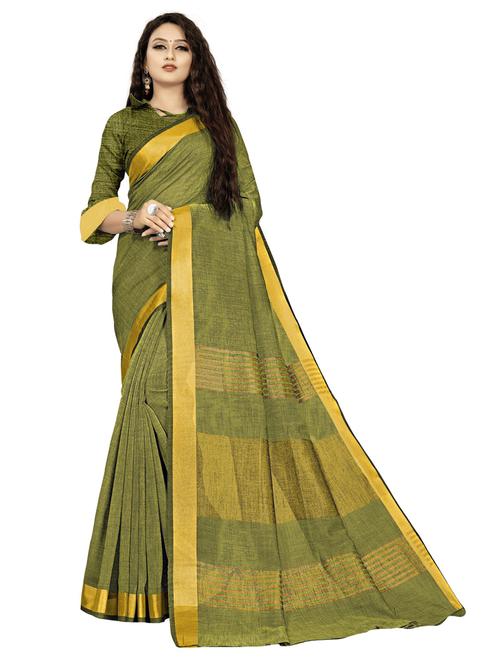 dark green self design woven saree with blouse - 19671659 - Very Small Image - 1