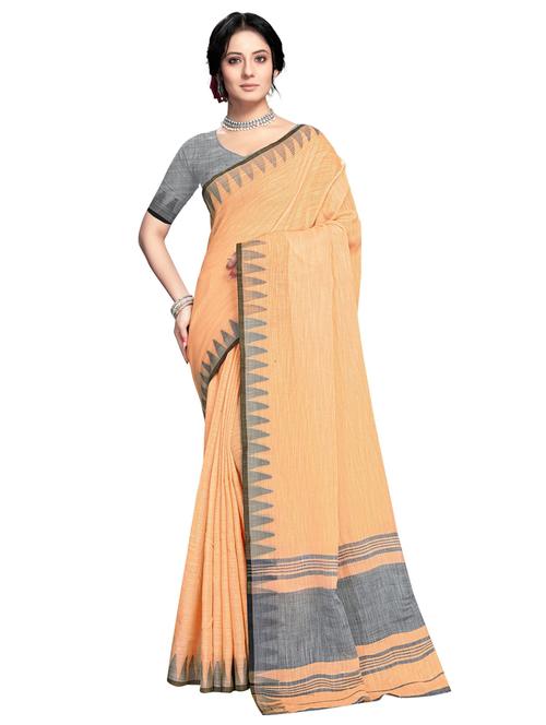 orange self design woven saree with blouse - 19671665 - Very Small Image - 1