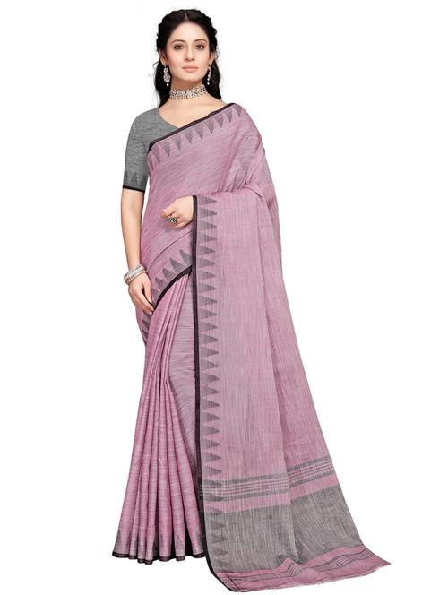 purple self design woven saree with blouse - 19671675 - Very Small Image - 1
