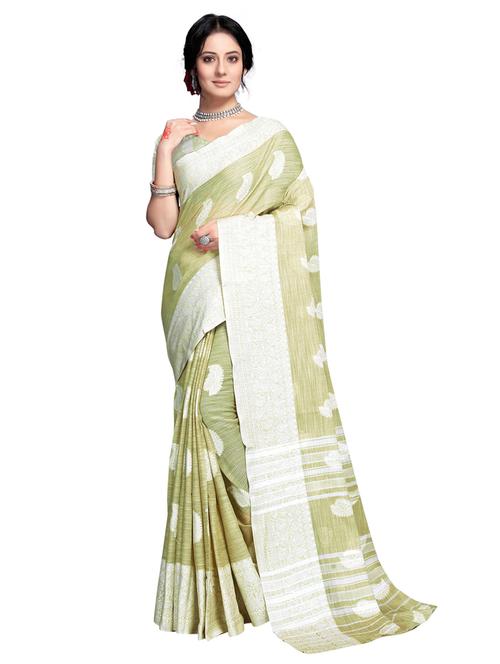 light green linen saree - 19671677 - Very Small Image - 1