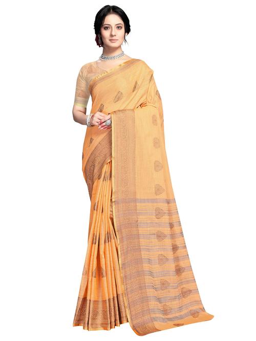 orange self design woven saree with blouse - 19671685 - Very Small Image - 1