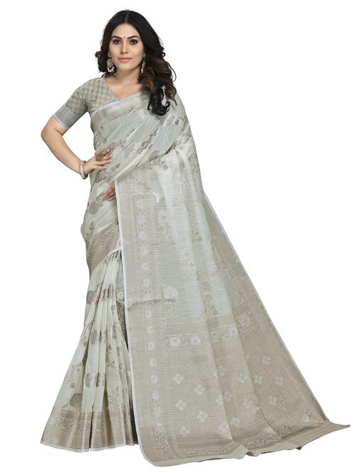grey self design woven saree with blouse - 19671730 - Very Small Image - 1