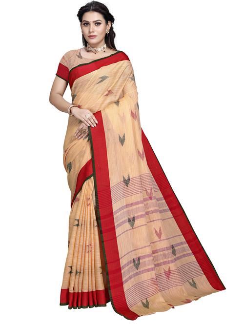 orange self design woven saree with blouse - 19671734 - Very Small Image - 1