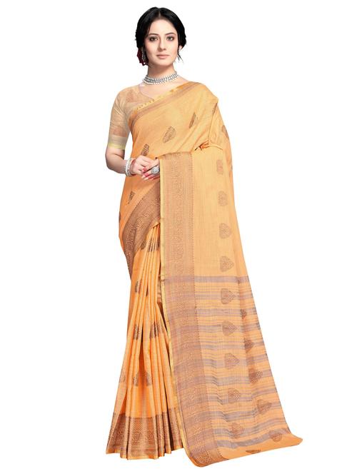 orange self design woven saree with blouse - 19671746 - Very Small Image - 1