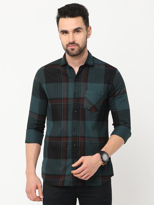 green cotton blend casual shirt - 19672290 - Very Small Image - 1