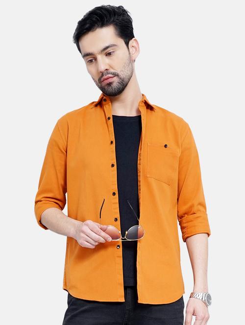 orange cotton casual shirt - 19672310 - Very Small Image - 1