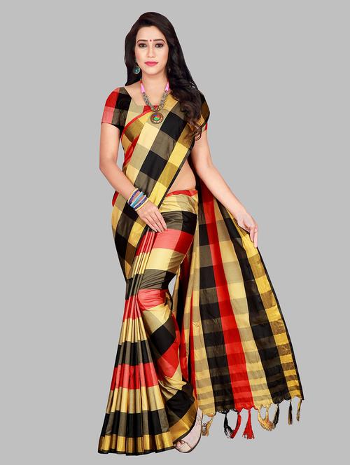 check chettinad saree with blouse - 19672396 - Very Small Image - 1