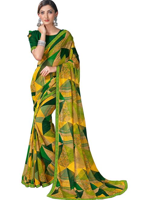 printed bordered saree with blouse - 19672619 - Very Small Image - 1