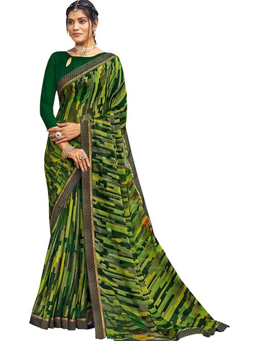 printed bordered saree with blouse - 19672662 - Very Small Image - 1