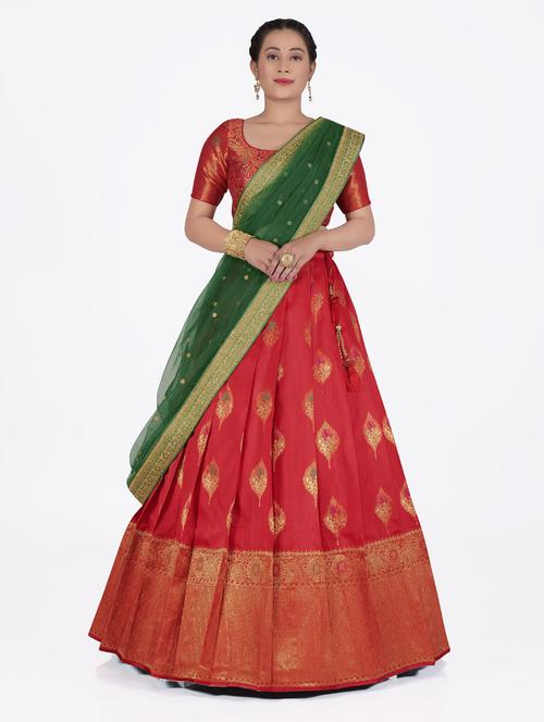 self designed woven flared lehenga choli with dupatta - 19678985 - Very Small Image - 1