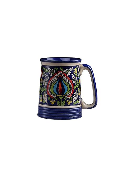 caffeine ceramic handmade blue jaipuri beer mug (set of 4) - 19681965 - Very Small Image - 1