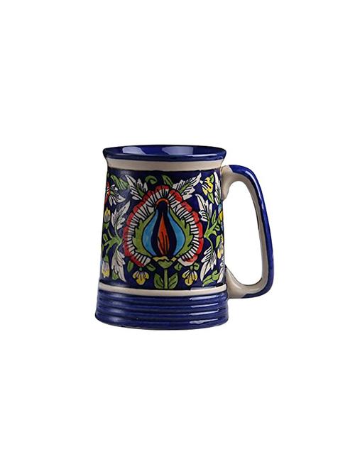 caffeine ceramic handmade blue jaipuri beer mug (set of 4) - 19681969 - Very Small Image - 1