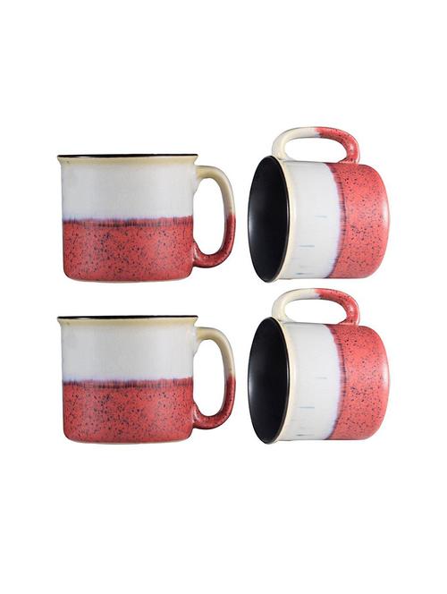 caffeine ceramic handmade matte white and coral peach maggie mug (set of 4) - 19681978 - Very Small Image - 1