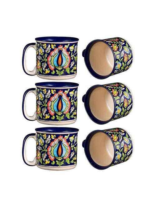 caffeine ceramic handmade blue jaipuri maggie mug (set of 6) - 19681983 - Very Small Image - 1