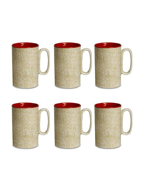caffeine ceramic stoneware handmade white & red milk mug (set of 6) - 19681997 - Very Small Image - 1