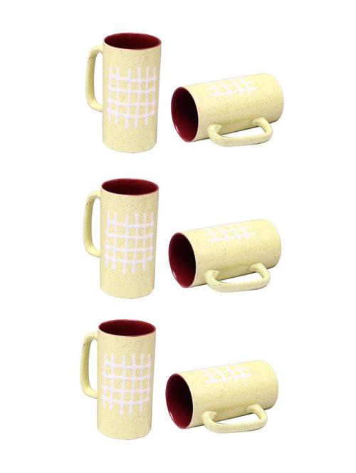 caffeine handmade ceramic white and maroon milk mug (set of 6) - 19682000 - Very Small Image - 1