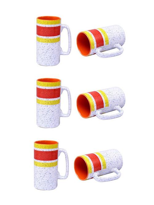 caffeine ceramic handmade white matte and orange milk mug (set of 6) - 19682004 - Very Small Image - 1