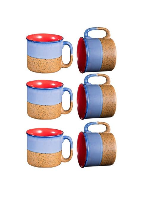 caffeine ceramic handmade blue and mustard maggie mug (set of 6) - 19682030 - Very Small Image - 1