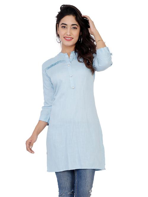 light blue solid straight kurti - 19682374 - Very Small Image - 1