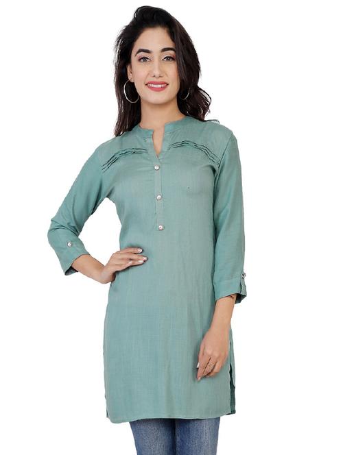 teal solid straight kurti - 19682381 - Very Small Image - 1