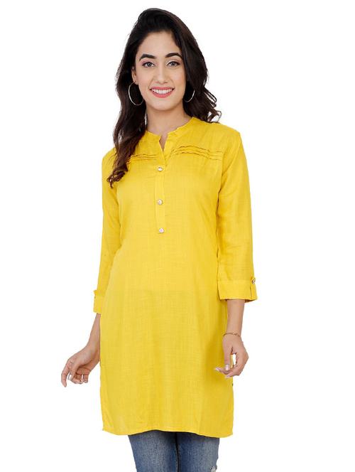yellow solid straight kurti - 19682382 - Very Small Image - 1
