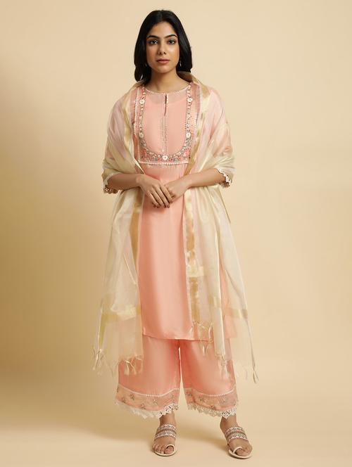 solids kurta palazzo sets - 19684479 - Very Small Image - 1