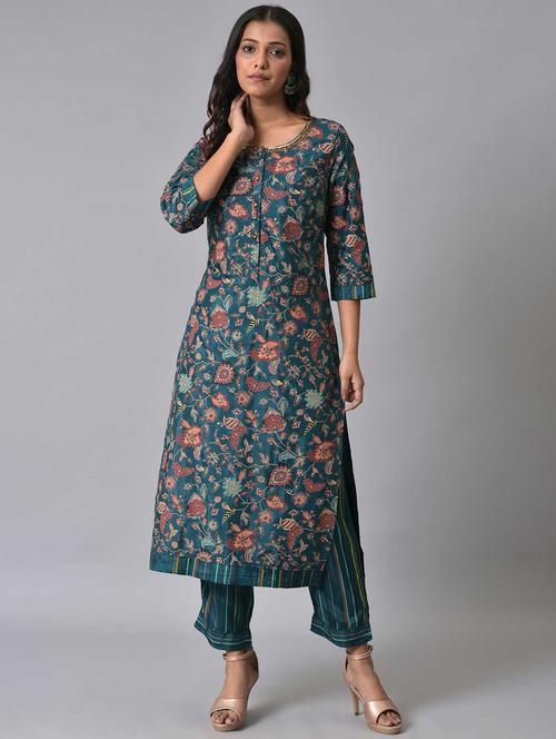 printed kurta pant set - 19684481 - Very Small Image - 1