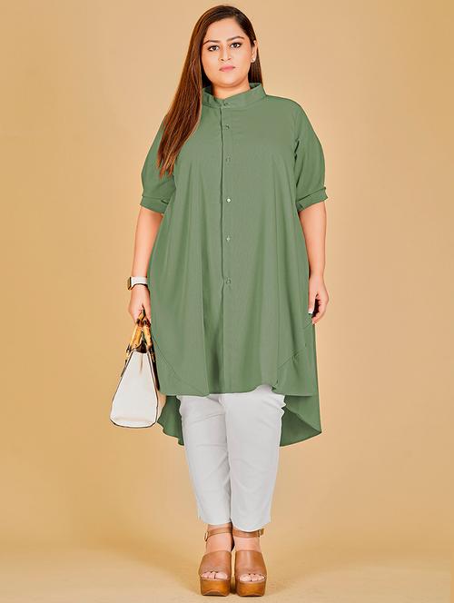 mandarin neck high-low plus tunic - 19684672 - Very Small Image - 1