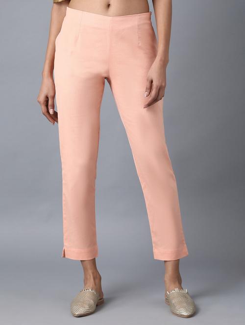 pink solid cigarette pants trouser - 19684710 - Very Small Image - 1