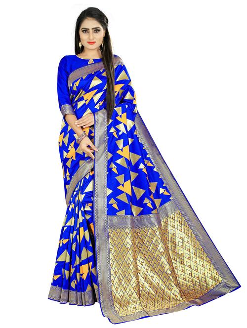 blue silk saree with blouse - 19684713 - Very Small Image - 1