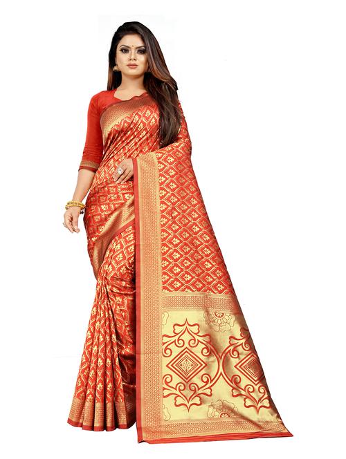 red silk saree - 19684726 - Very Small Image - 1