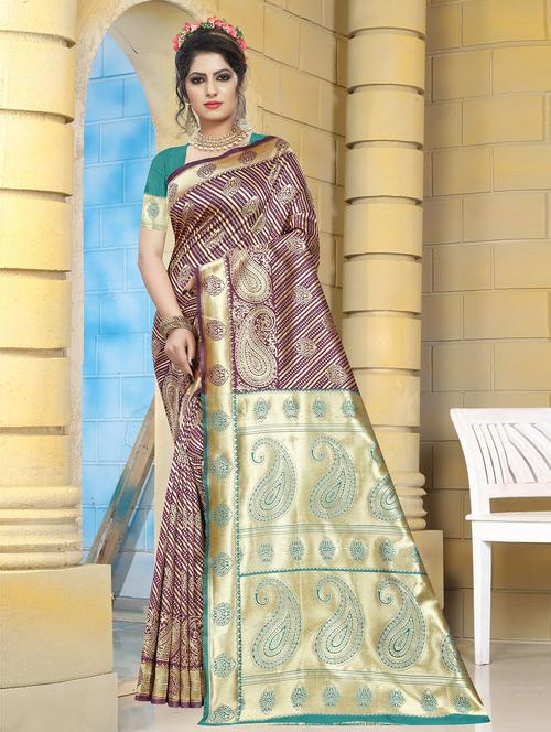 magenta silk mysore saree with blouse - 19684756 - Very Small Image - 1