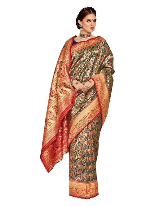 dark blue silk saree - 19684757 - Very Small Image - 1