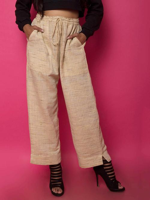 beige solid palazzo - 19684817 - Very Small Image - 1