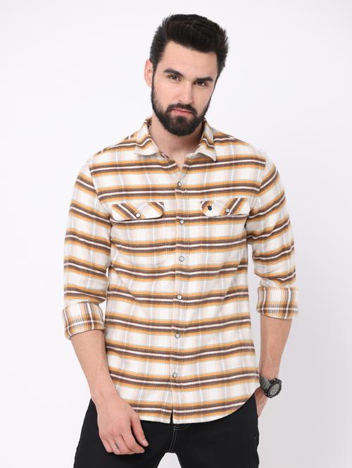 brown cotton casual shirt - 19689402 - Very Small Image - 1