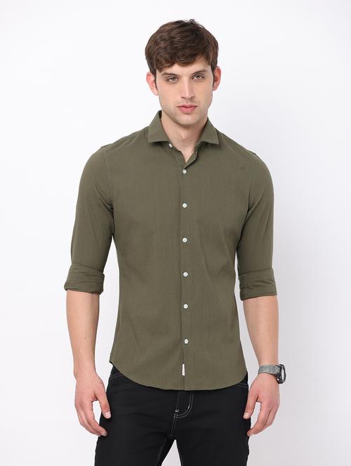 green cotton casual shirt - 19689463 - Very Small Image - 1