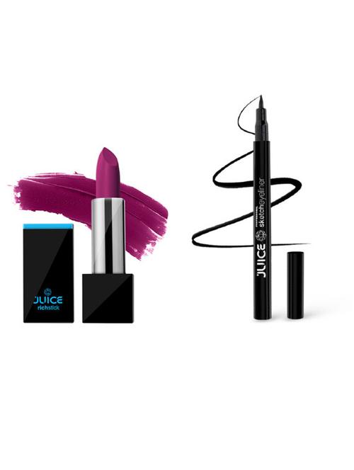 juice | sketch eyeliner - se01 & plumful m-04 richstick combo | waterproof, sweat proof & smudge proof | pack of 2 - 19689610 - Very Small Image - 1