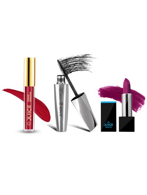 juice | red liquid sindoor, mascara - ms04 & plumful m-04 richstick combo | sweat proof & smudge proof | pack of 3 - 19689625 - Very Small Image - 1