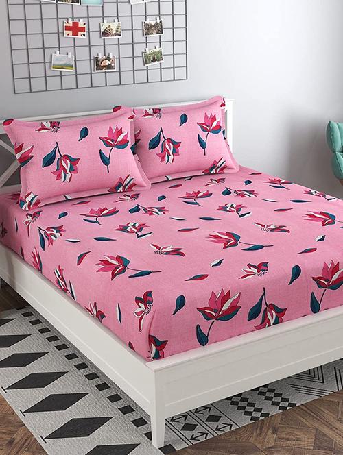 glace cotton printed king size double bed bedsheet with 2 pillow cover - 19689703 - Very Small Image - 1