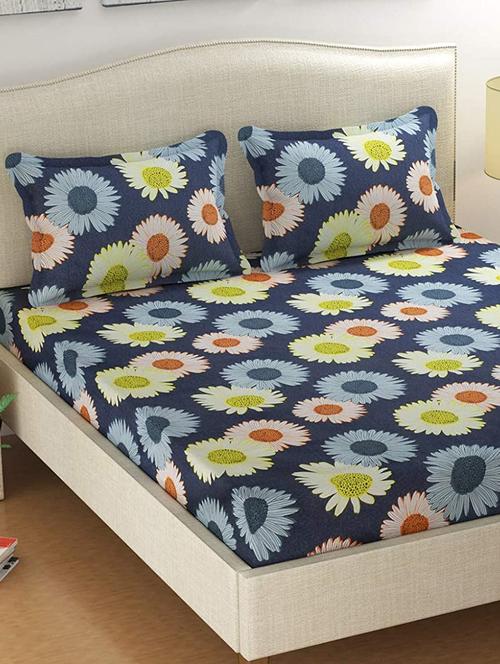 glace cotton printed king size double bed bedsheet with 2 pillow cover - 19689711 - Very Small Image - 1