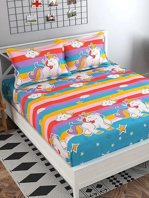 glace cotton printed king size double bed bedsheet with 2 pillow cover - 19689719 - Very Small Image - 1