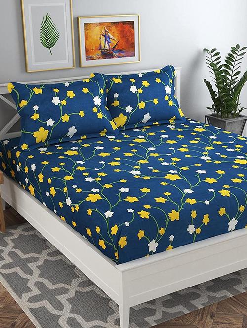 glace cotton fitted printed king size double bed bedsheet with 2 pillow cover - 19689761 - Very Small Image - 1